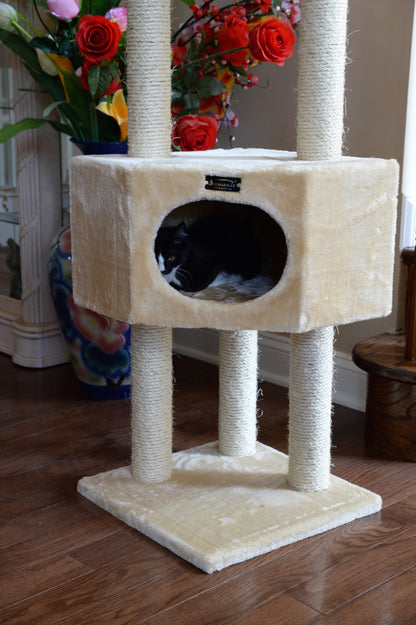 Torre / Árbol Para Gatos 132 Cm — Rascadores, Casita Y Descansos (Madera)