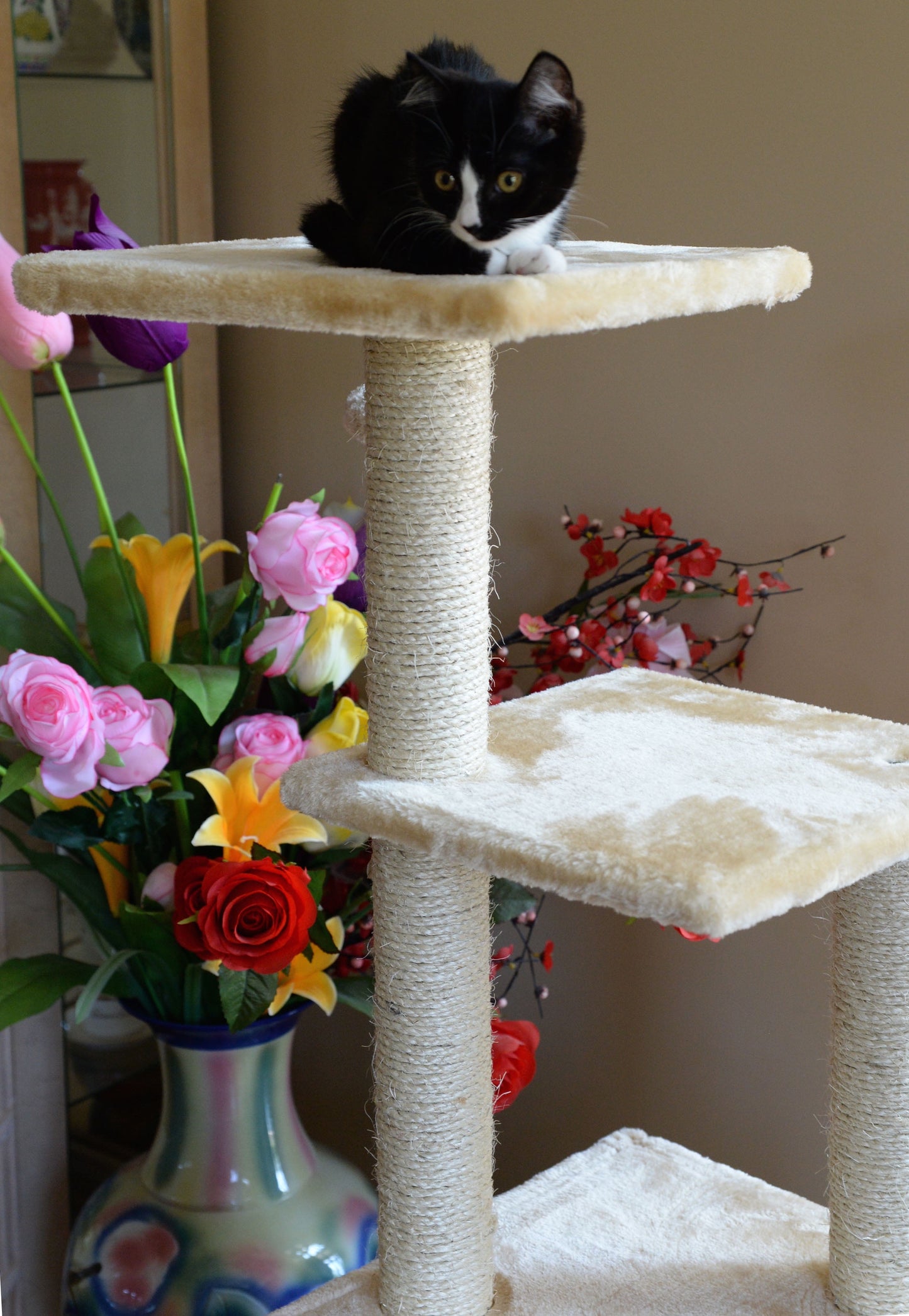 Torre / Árbol Para Gatos 132 Cm — Rascadores, Casita Y Descansos (Madera)