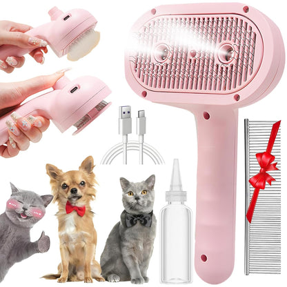 Cepillo De Vapor 3 En 1 Para Perros Y Gatos — Cepilla, Masajea Y Limpia Con Vapor