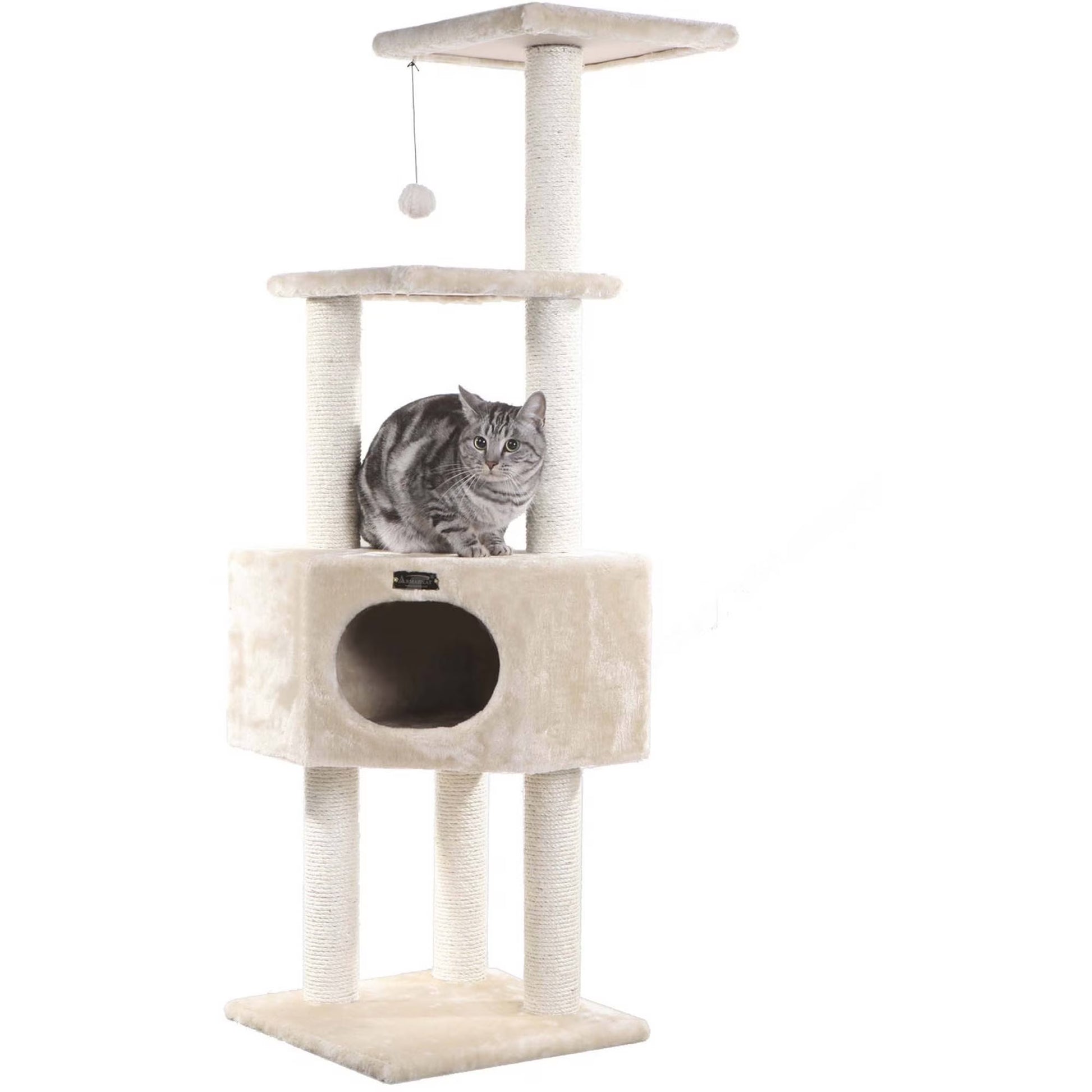 Torre / Árbol Para Gatos 132 Cm — Rascadores, Casita Y Descansos (Madera)