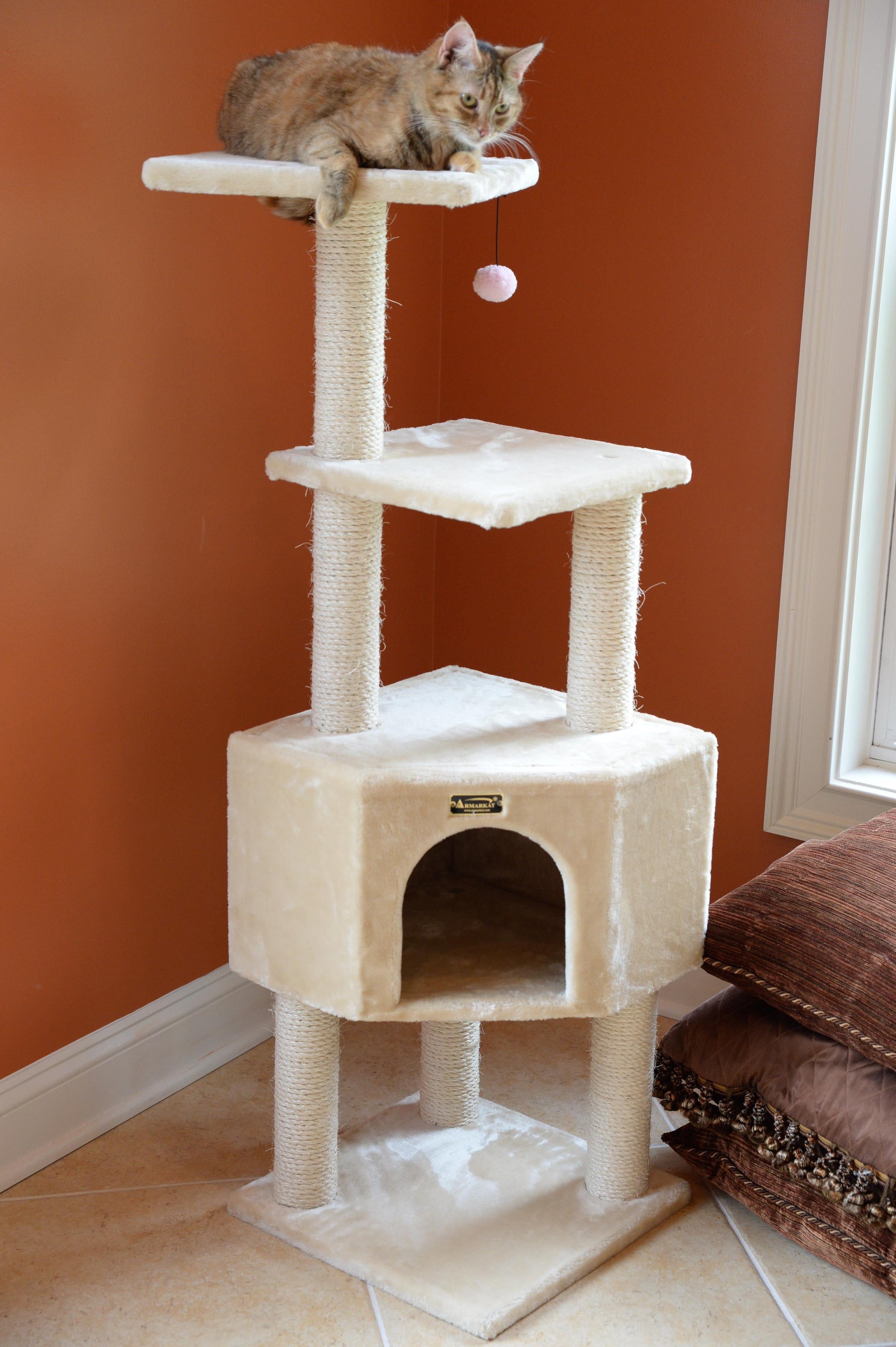 Torre / Árbol Para Gatos 132 Cm — Rascadores, Casita Y Descansos (Madera)
