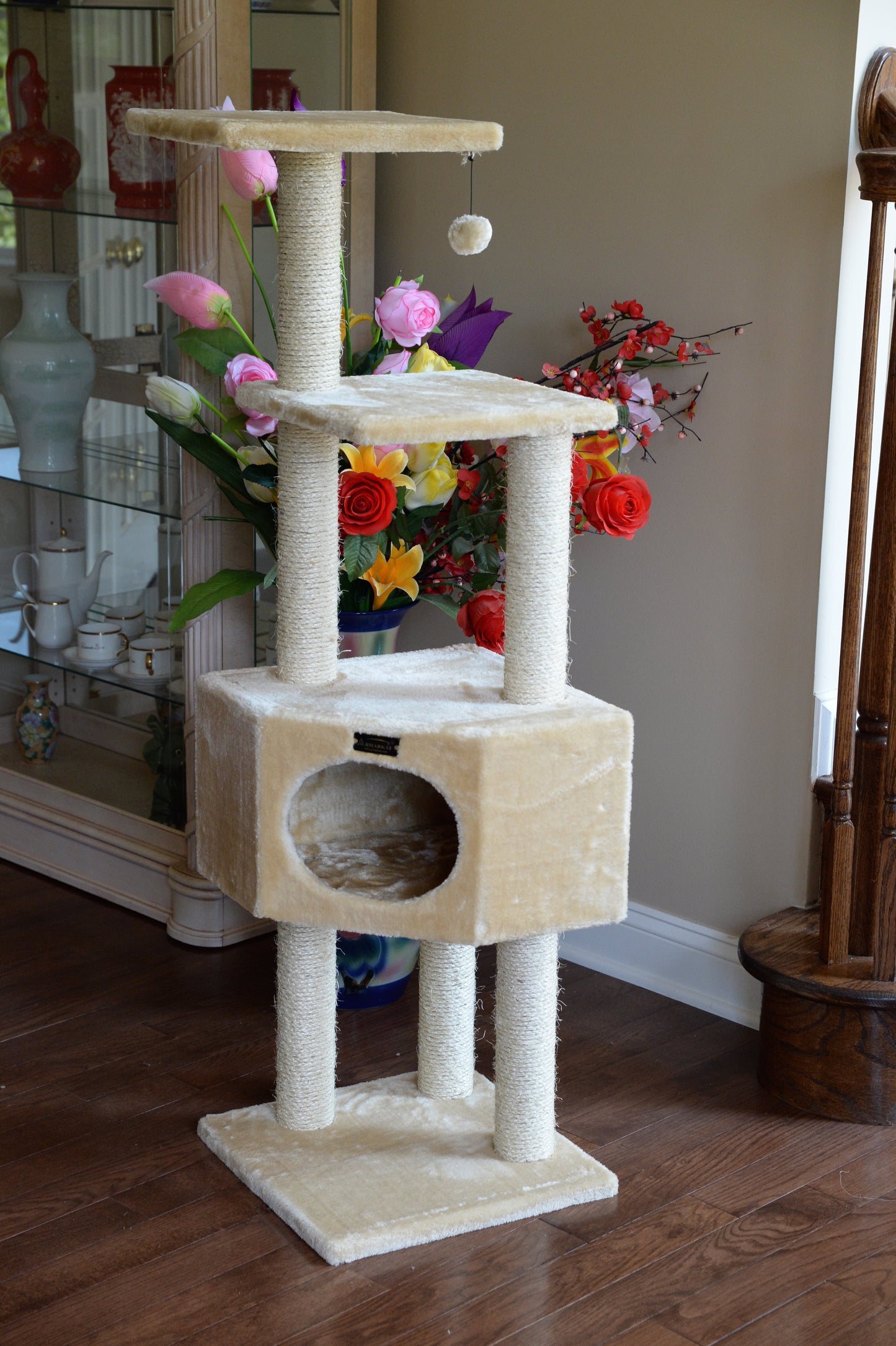 Torre / Árbol Para Gatos 132 Cm — Rascadores, Casita Y Descansos (Madera)