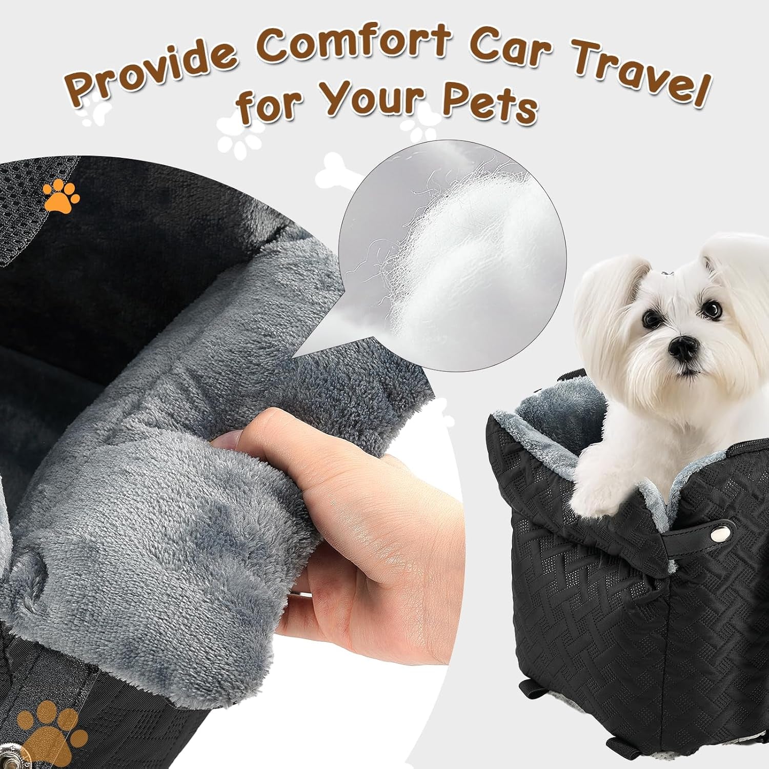 Cama-Asiento De Coche Para Perros Y Gatos Pequeños