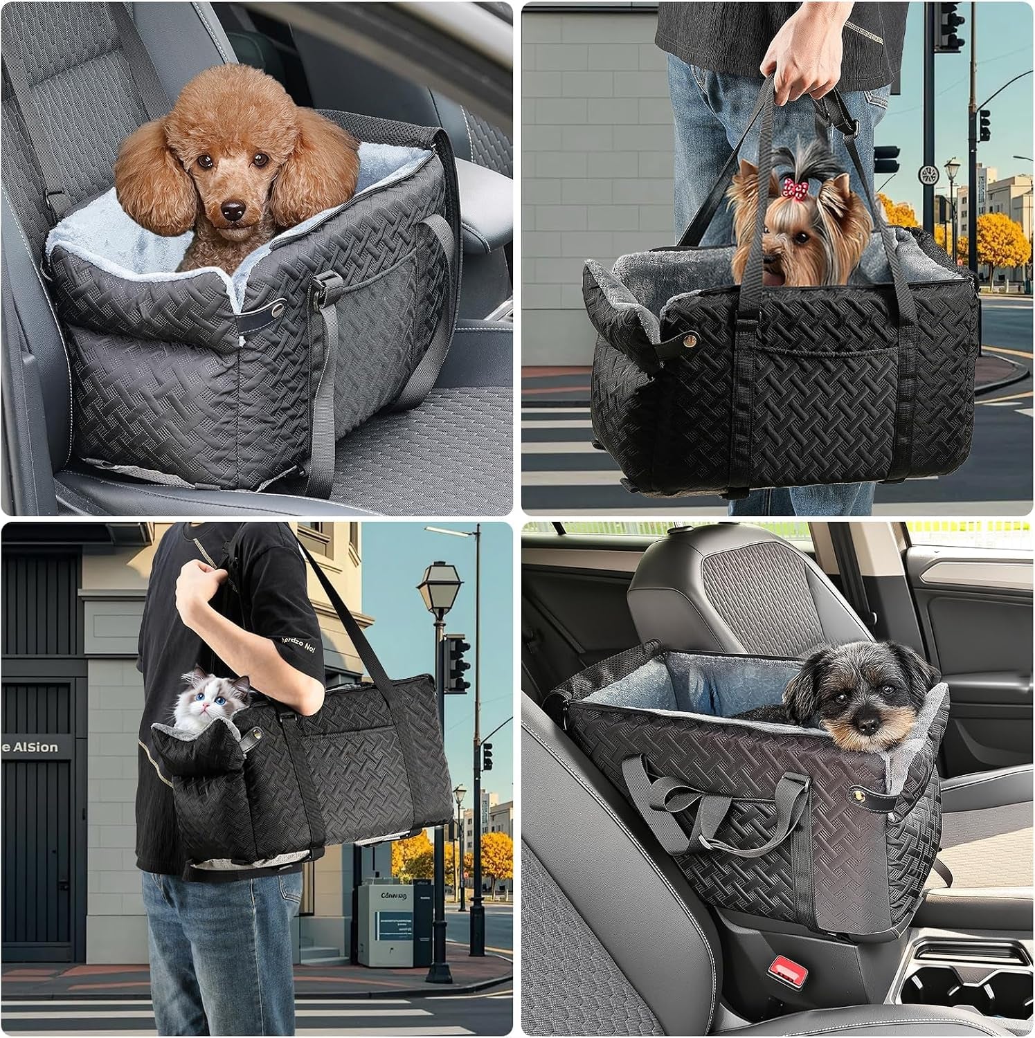 Cama-Asiento De Coche Para Perros Y Gatos Pequeños