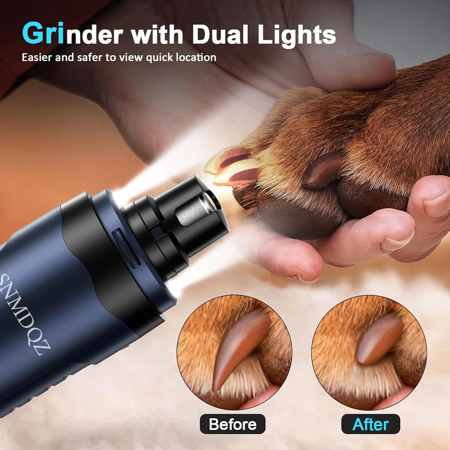 Kit Lijadora Eléctrica De Uñas Para Perros Y Gatos - Recargable, Silenciosa, Con Cortauñas Y Luz LED