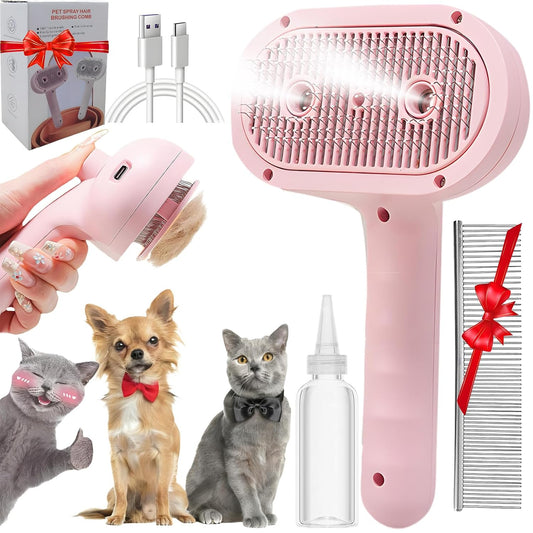 Cepillo De Vapor 3 En 1 Para Perros Y Gatos — Cepilla, Masajea Y Limpia Con Vapor