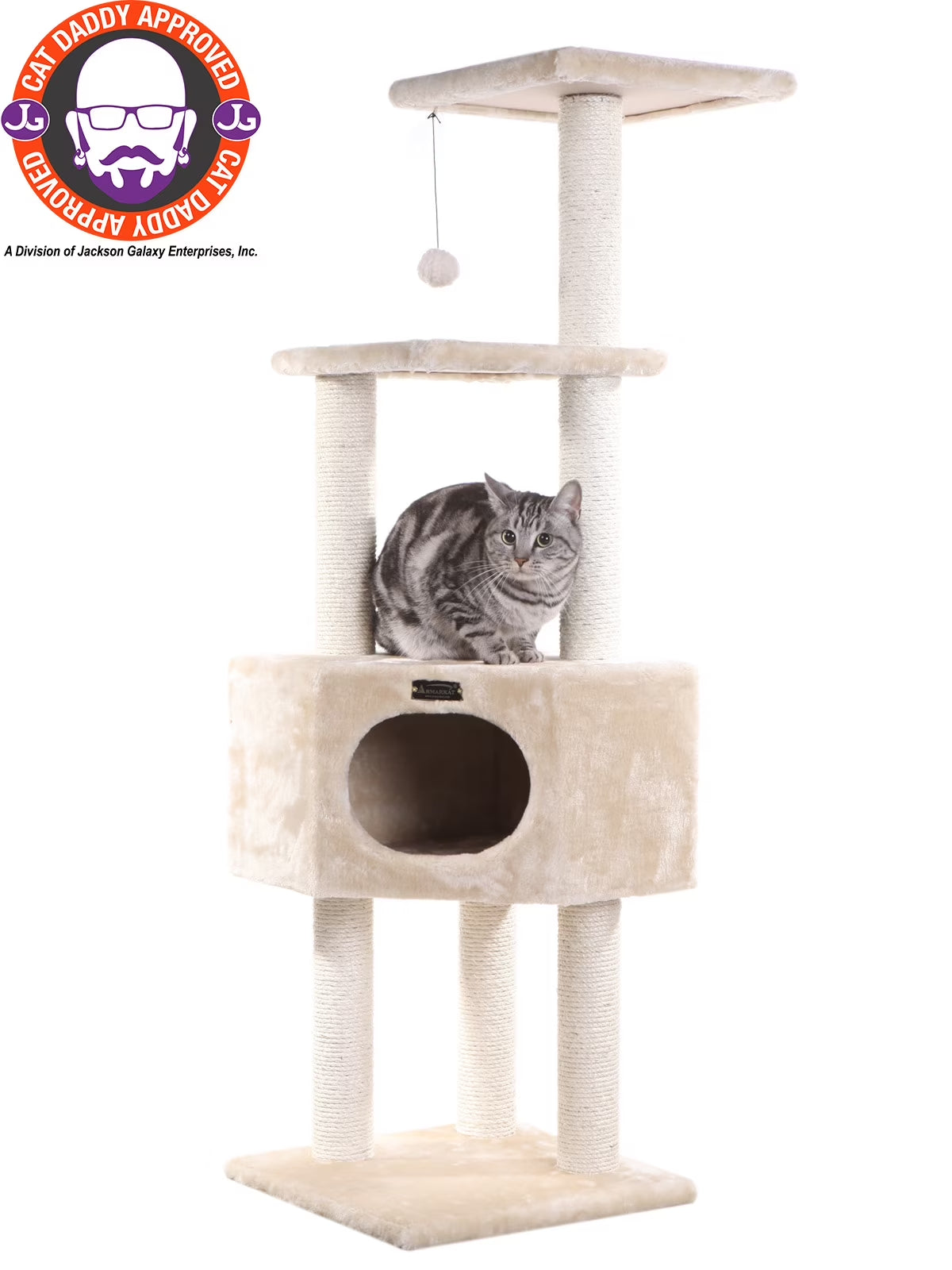 Torre / Árbol Para Gatos 132 Cm — Rascadores, Casita Y Descansos (Madera)